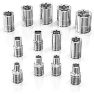 Olsa Tools SAE Shallow Socket Set - 1/4-Inch Drive, 13pc - 6-Point Chrome Sockets 1/8" to 5/8" and No Skipped Sizes - Mechanic Shallow SAE Socket Set - Professional Grade Short Sockets - Part: 1330