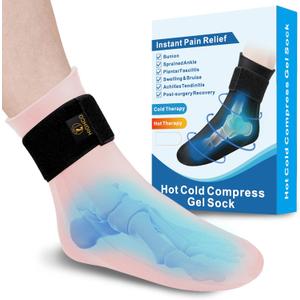 highco Ankle Ice Pack Wrap for Swelling and Injuries Recovery,Reusable Gel Ice Pack for Foot and Ankle,Ice Cold Compression Sock for Foot Heel Wrap,Tendonitis,Plantar Fasciitis,Swelling,Sprained,Pink