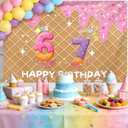 6 7 Birthday Decoration Backdrop,I was 6 Now I'm 7 Birthday Backdrop Banner, Ice Cream Drip Sweet Funny Number Pattern Wall Background for Girl Boy 7th Bday Party Decoration