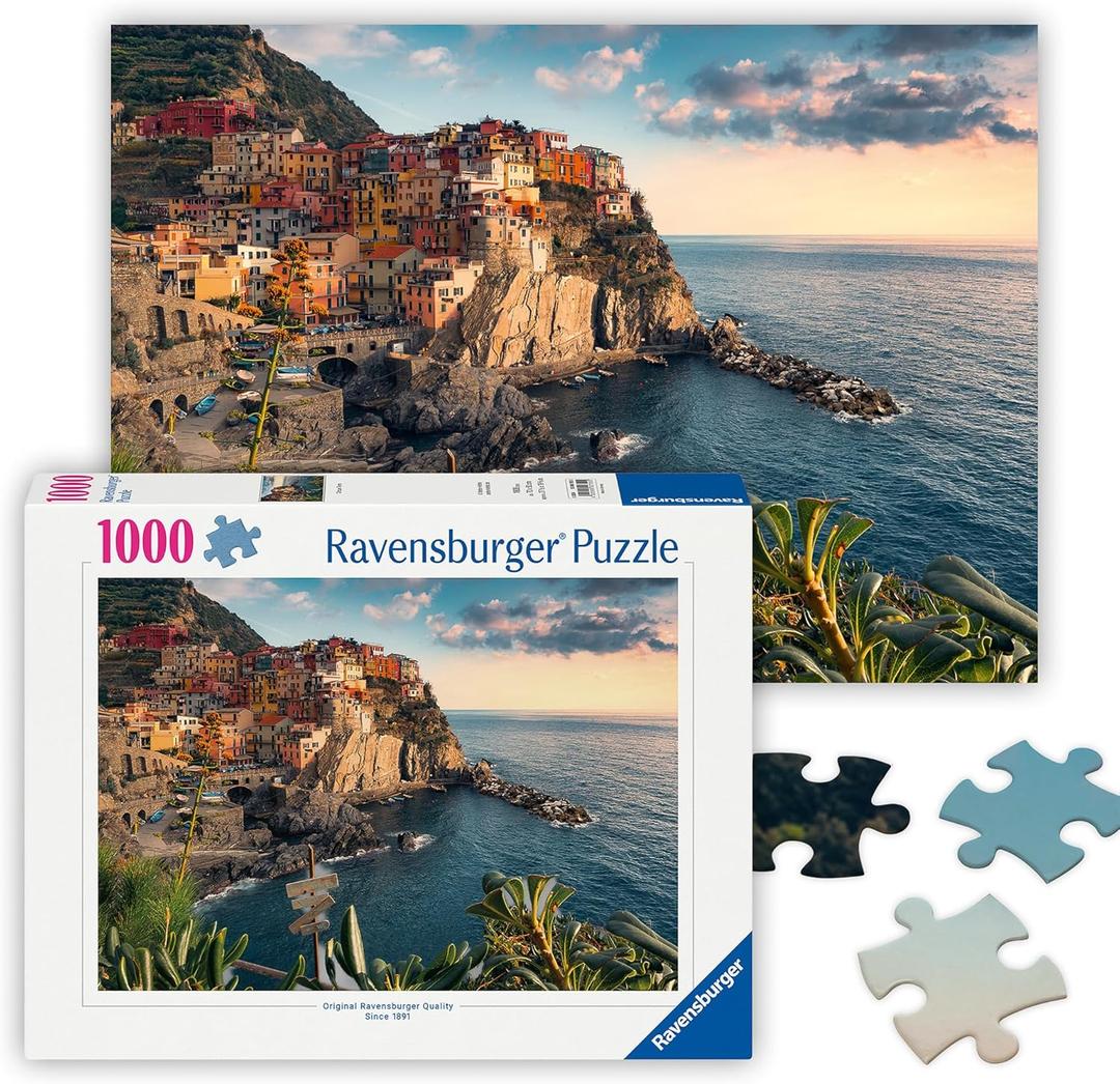 Ravensburger - Cinque Terre - 1000 Piece Jigsaw Puzzle - Featuring The Stunning Seaside Town in Italy - Beautiful, Vibrant Image - Frameable - Premium Quality - Puzzles for Adults