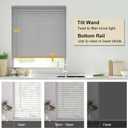 LazBlinds No Tools No Drill 1" Vinyl Mini Blinds, Cordless Blinds for Windows, Light Filtering Horizontal Window Blinds & Shades, 35 1/2" W x 48" H, Grey