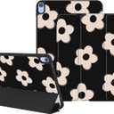 Lornpa Case for iPad (A16) 11th Generation 11 Inch 2025, iPad 10th Generation 10.9 Inch 2022, Protective Case with Pencil Holder, Trifold Smart Stand Cover with Cute Pattern for Girls, Black Flowers