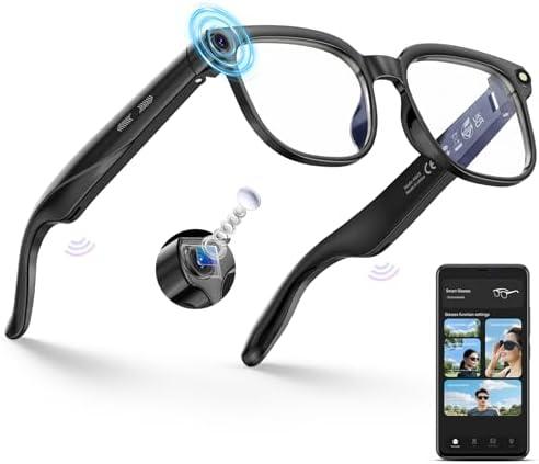 Smart Glasses with Camera and Bluetooth, 800W HD Anti-Shake Camera Glasses, 1080P Video Recording, Audio, Translation, GPT Assistant, 290 mAh, AI Glasses for Men Women with Meetings & Vlogging