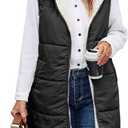 XIEERDUO Long Puffer Vest Women Outerwear Reversible Fleece 2024 Fall Winter Warm Sleeveless Zip Up Hoodie Coat with Pockets (Large, Black)