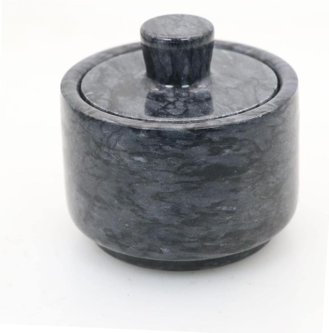 Marble Salt Cellars, Black Salt box With Cover, Salt Holder Storage Container for Counter, Kitchen Salt Container with