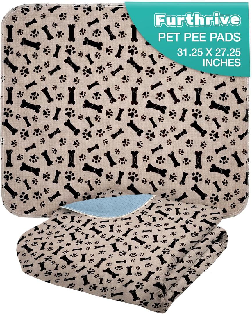 Washable Pee Pads for Dogs Non-Slip Leak-Proof Ultra-Absorbent Reusable Waterproof Training Pads for Crate, Playpen, Potty Khaki, 27.6" x 31.5"