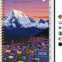 2026 Planner, Weekly and Monthly Planner for Women, January 2026 - December 2026, Hardcover 2026 Calendar Planner Book with Tabs, Inner Pocket, Spiral Bound, Perfect for Office Home School Supplies - A5 (6.3" x 8.5"), Moonlit Blooms