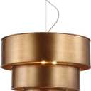 JONATHAN Y 21" Gold 3-Light Iron Pendant Light, 3-Tier Contemporary Concentric Ring Design, Adjustable Height Hanging Ceiling Fixture for Dining Room, LED Bulbs Included JYL9036A