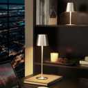3 Pack Cordless Table Lamp, Portable Battery Operated Lamp with 3 Color Temps and Stepless Dimming, Rechargeable Table Lamp for Dinner, Desk, Cafe, Outdoor (Brushed Silver)