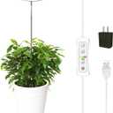 yadoker Plant Grow Light, LED Growing Light Full Spectrum for Indoor Plants, Height Adjustable, Automatic Timer, 5V Low Safe Voltage, Ideal for Small Plant Light (1 Pack, Matte Black)