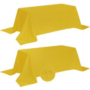 Fokitut 2 Pack Waterproof Rectangle Tablecloth, 90x132 Inch,Stain Resistant and Wrinkle Polyester Table Cloth, Fabric Table Cover for Kitchen Dining, Wedding, Party, Holiday Dinner-Yellow