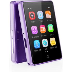 64GB MP3 Player with Bluetooth 5.3, 2.8 Inch Touch Screen, HiFi Sound Portable Music MP4 Player for Kids,Built-in Speaker,Recording,FM Radio,Random sequential Folder Play Expandable up to 128GB (Purple)