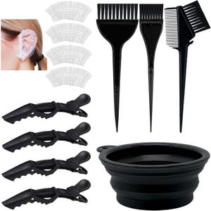 12 Pcs Hair Bleach Kit Professional Hair Coloring Products with Hair Dye Brush, Hair Color Bowl, Earmuffs, Hair Clips for Salon Hair Dye, Hair Color at Home, Hair Highlighting