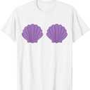 Mermaid Seashell Bra Purple Shells Cartoon Graphic T-Shirt, Small