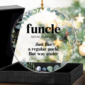 Funny Funcle Christmas Ornaments Uncle Gift from Niece Nephew, Acrylic Uncle Ornament for Xmas Tree Decorations, Birthday for Uncles