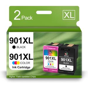 SHUPAN 901XL Ink Cartridge Combo Pack Replacement for HP 901XL 901 XL Ink Cartridge Work with HP Officejet 4500 J4500 J4524 J4540 J4640 J4550 J4580 J4624 Printer (1 Black 1 Tri-Color)