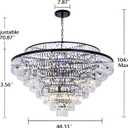 Wellmet Large Crystal Chandelier, 48’’ Black Farmhouse Luxury Chandelier, Black, 48 inch 