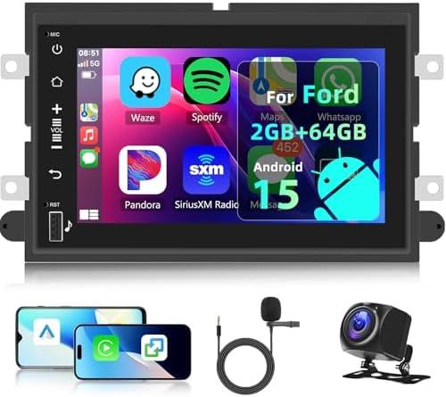 [2G+64G] Android Car Stereo for Ford F150 F250 F350 2004-2008/for Ford Explorer Edge with Wireless Carplay Android Auto, 7 Inch Touchscreen Radio with GPS Bluetooth WiFi DSP FM/RDS Canbus + Camera