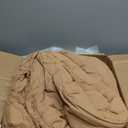 Bedsure Queen Size Comforter Set Taupe, Boho Tufted Bed Set, Checkered Farmhouse Shabby Chic Bedding, 3 Pieces, 1 Plaid Geometric Comforter and 2 Pillow Shams