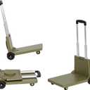 Folding Hand Truck | Heavy-Duty Dolly Cart with Fixed Base & Locking Bungee Cord | 4 Fixed Wheels for Straight-Line Stability in Office, Moving & Logistics (220LBS, Green)