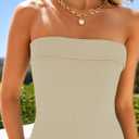 ZESICA Women's 2025 Summer Strapless Bodycon Midi Dress Off Shoulder Sleeveless Side Slit Tube Long Club Party Dresses (S)