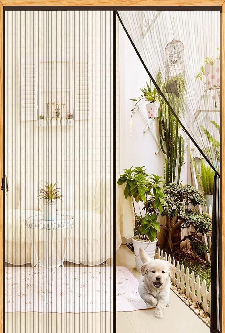 Magnetic Screen Door-Fit 34x82inch Door-Screen Door Itself Size 36x84inch-Screen Door Mesh Keeps Bugs Mosquito Out - Screen Door Magnet for Interior Door Patio Outdoor Gym Crafts Sun House, Black