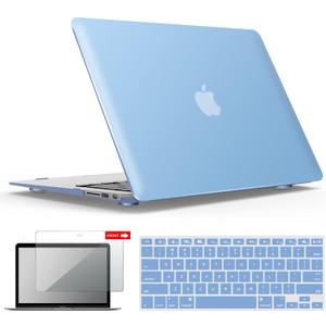 IBENZER Compatible with Old Version MacBook Air 13 Inch Case (2017-2010 Release), Models: A1466/A1369, Plastic Hard Shell Case with Keyboard & Screen Cover for Mac Air 13, Airy Blue, A13ARBL+2A