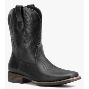 Lumeheel Cowboy Boots for Men - Western Men's Boots with Classic Embroidered, Slip on Square Toe Boots, Slip Resistant Country Boots Chunky Heel Ankle, Durable Short Boots for Spring Fall 7,5