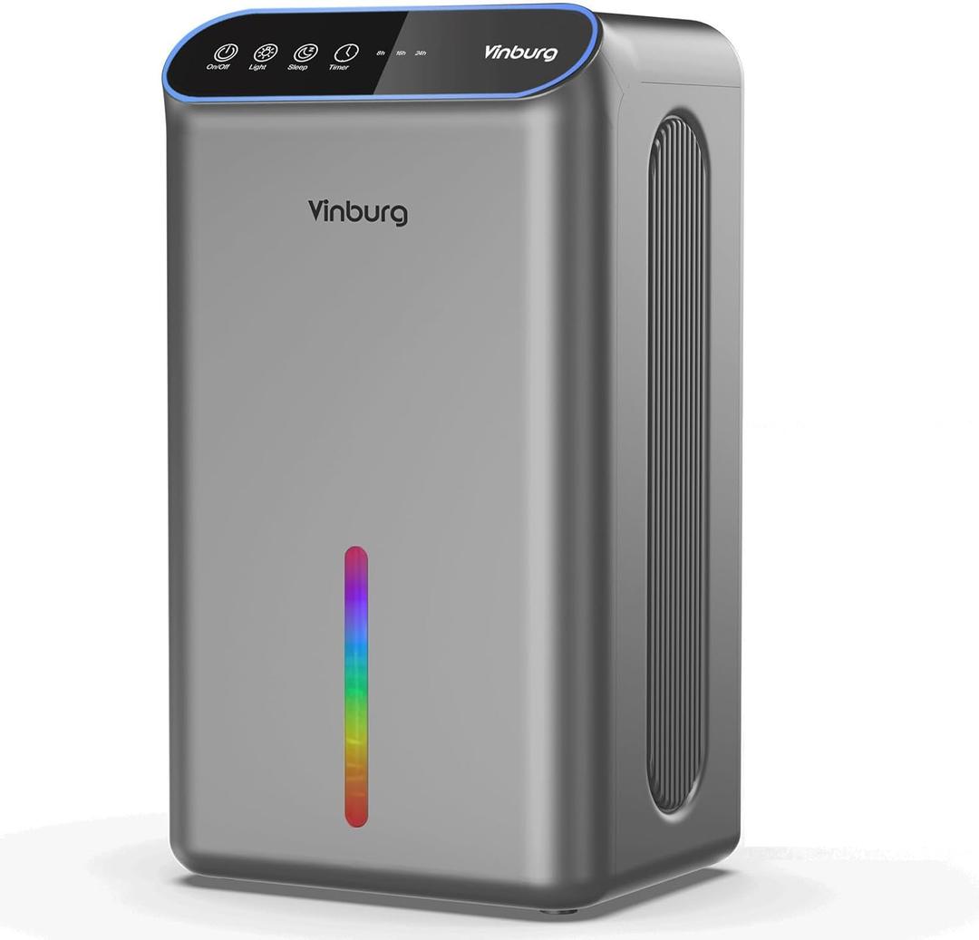 Dehumidifier for Basement (85 OZ, 800 sq ft) Quiet Dehumidifiers for Home, Auto Shut-Off, Sleep Mode, 3 Gear Timer(8H,16H,24H), Small Dehumidifier for Bedroom, Bathroom with Drain Hose (Shadow Silver)