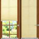 No Drill Cellular Shades for French Doors, Cordless Light Filtering Honeycomb Shades for Patio Door Privacy, Install with Adhesive Foam Tape OR Drillable Mount, 1 Pack, 24" W x 70" H, Beige