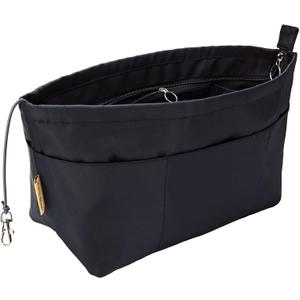 Time Wing Purse Organizer Insert Tote Handbag Organizer Divider Bag in Bag Shaper Liner Multi Pockets Compartments Zippers Key Chain Medium Black