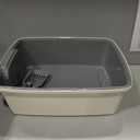 Amazon Basics Large Cat Litter Box with High Sides, Open Top for Easy Access, Includes Scoop with Storage, 19" x 15" x 11.75", Grey/Beige