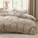 Bedsure Deep Beige Duvet Cover Queen Size - 3 Pieces Prewashed Extra Soft Bedding Set, Includes 1 Duvet Cover 90x90 Inches with Zipper Closure & 2 Pillow Shams, Comforter Not Included