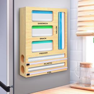 MSJGA Magnetic Food Bag Storage Organizer for Drawer or Refrigerator, Compatible with Gallon,Quart, Sandwich, Snack & Variety Size Bags (6 in 1)