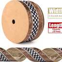 2.5 Inch Brown Velvet Wired Ribbon 10 Yards Black and White Plaid Metallic Crushed Velvet Christmas Ribbon for Gift Wrapping Christmas Tree Decoration Crafts Wreaths (Brown, 2.5"-10 Yard)