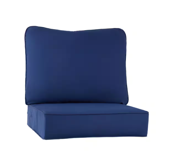 24 in. x 24 in. 2-Piece Outdoor Deep Seat Lounge Chair Cushion in Marine