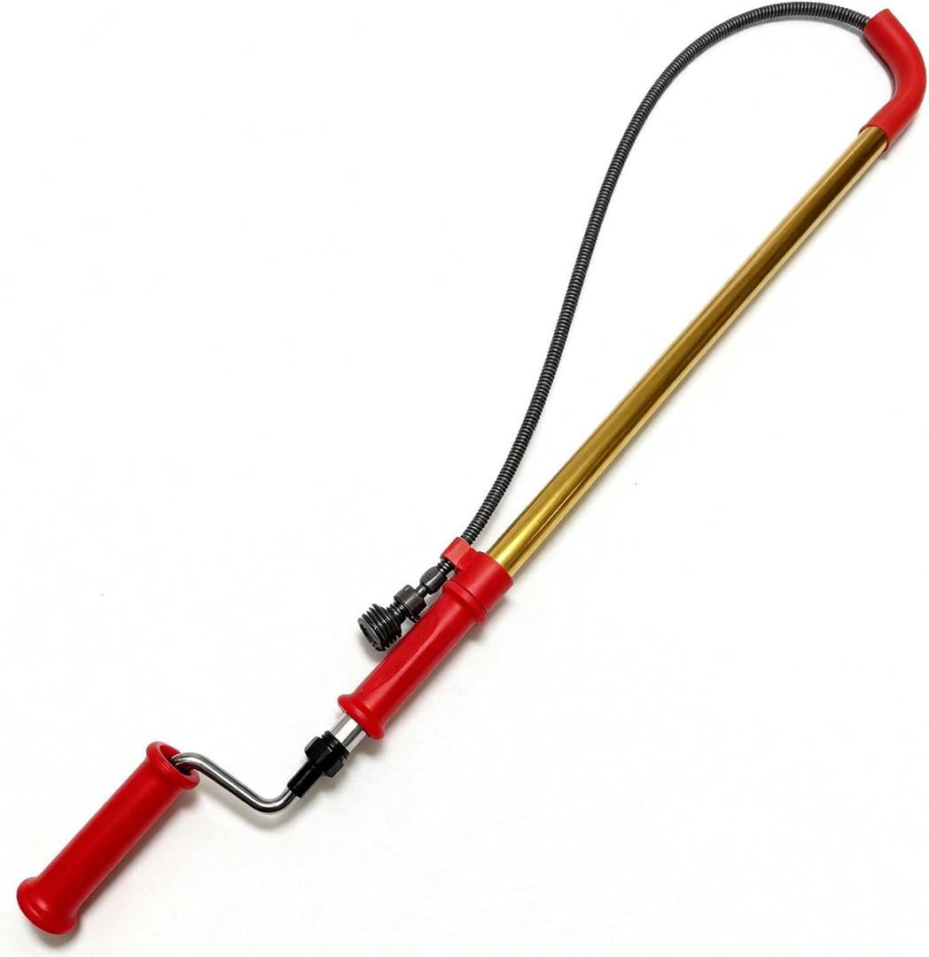 56658 K-6P 6FT Toilet Auger Snake for Use Manually or with Drill, Telescopic for Greater Reach, Heavy-Duty Toilet Auger Clog Remover Tool with Dual Bulb Head, Flexible Closet Auger with Vinyl Guard