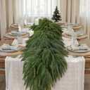 5FT Artificial Norfolk Pine Garlands Real Touch Winter Pine Garland Green Artificial Greenery Garland for Table Mantle Wall Indoor Outdoor Christmas Decorations Faux Xmas Home Kitchen Decor(1, 5FT)