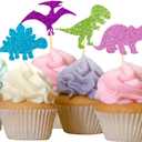 24Pcs Dinosaur Cupcake Toppers, Dino Cake Decorations Boys Kids Birthday Party Dino Theme Party Decorations Picks for Cute Baby Shower Party Supplies (Mixed 1)