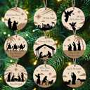 Chunful 36 Pieces Christmas Nativity Ornaments Wooden Christian Religious Faith Jesus Tree Ornaments Xmas Decoration Nativity Manger Scene Hanging Ornament Gift Set for Family Xmas Tree(Stylish Style)