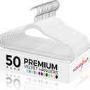 HOUSE DAY Premium Velvet Hangers 50 Pack, Non-Slip Flocked Felt Hangers, Sturdy Clothes Hangers with 360 Rotatable Hook, Heavy Duty Coat Hanger, Durable Slim White Hanger for Closet Space Saving