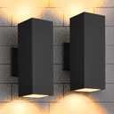 Outdoor Wall Lights, 2 Pack Waterproof Exterior Lighting Fixtures, Anti-Rust Outside Light Fixture Black Aluminum Porch Lights for Garage House