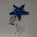Blue Christmas Tree Star Topper with Lights, 8.5-Inch Light-Up Christmas Tree Topper with Remote Control, 4 Brightness Levels & 8 Light Modes, Faux Mercury Glitter Design with 20 Lights
