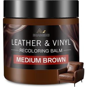 Leather Recoloring Balm and Scratch Repair Kit, Medium Brown Leather Restorer for Couches, Furniture, Car Seats, Leather Paint & Stain for Sofa, Chairs, Bags, and More