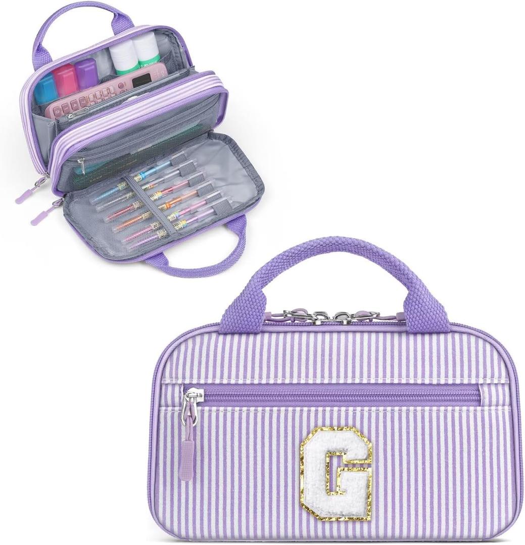YOOLIFE Pencil Case for Girls, Cute Pencil Pouch Pen Case, Large Capacity Aesthetic School Supplies for Teen Girls, Purple G