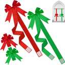 8 Pcs Large Christmas Cabinet Door Bows and Ribbons 78 Inch Christmas Door Cabinet Bows for Gifts Xmas Holiday Furniture Kitchen Party Decorations (Burgundy, Green)