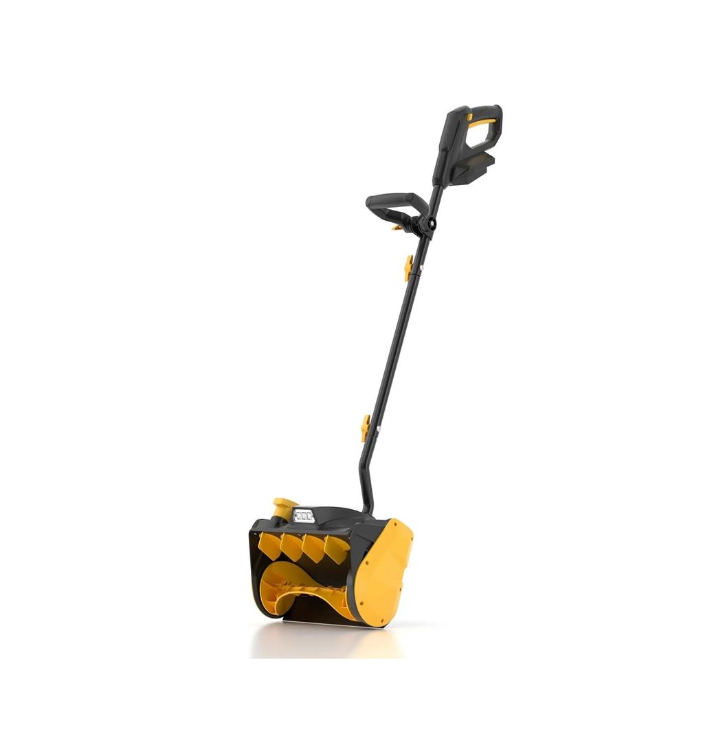 Electric Snow Shovel, 12 Inch Cordless Snow Shovel with Directional Plate & Auxiliary Handle, 20V Power Snow Shovel for Driveway, Patio, Deck (Yellow)
