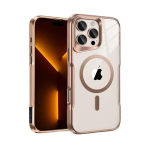 4 in 1,Ergonomic Magnetic for iPhone 16 Pro Max Case,with 2Pcs Tempered Screen Protector + 1Pcs Lens Protector,Military Grade Drop Protection (Gold, for iPhone 16 Pro Max, 6.9'')