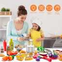 Kidsciety Pretend Play Accessories - 52pc Kids Kitchen Playset with Play Food, Stainless Steel Cookware, Toys Pots and Pans, Toddler Kitchen Set with Cuttable Toy Food - Boys and Girls Gift
