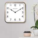 Presentime & Co. 16" Anton Vintage Square Clock, Silent No Ticking, Wall Art and Timepiece for Home Decoration/Wall Dcor, Antique Hamilton Gold Color